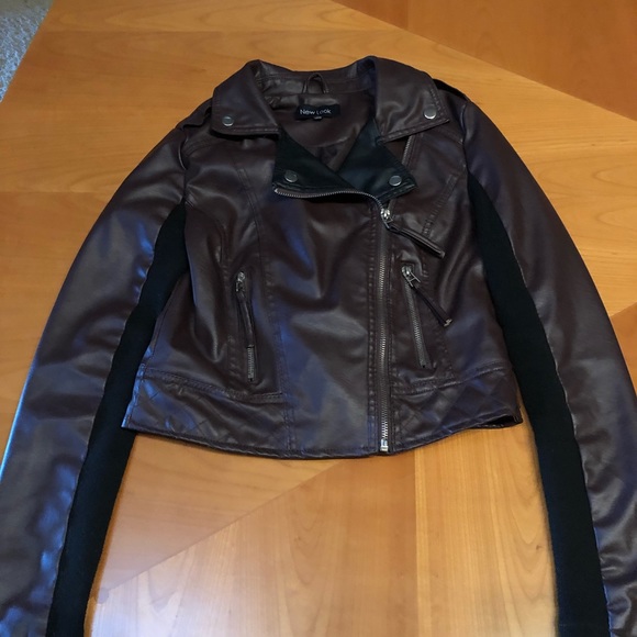 NEW LOOK fitted faux leather jacket gorgeous burgundy shade - Picture 2 of 7